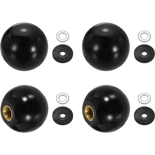 4Pcs Threaded Ball Knobs, M5 x 20mm Phenolic Plastic Thread Ball Handles Balls Nuts Knob Caps Nut Balls with Threaded Insert for Machine Lever Handle
