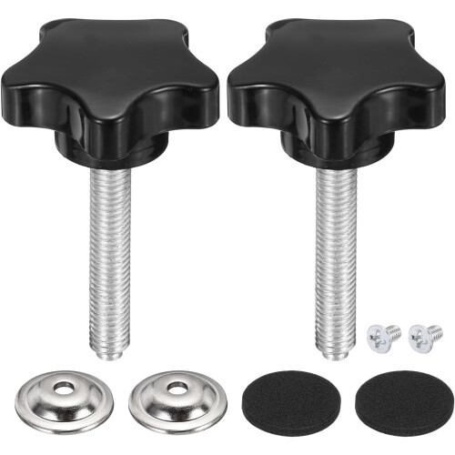 2Pcs Star Knobs, M8 x 50mm Plastic Knurled Thumb Screw Knobs 40mm Width Handle Replacement with Washer & Screw for Lawn Mower Umbrella Base Clamps Rep