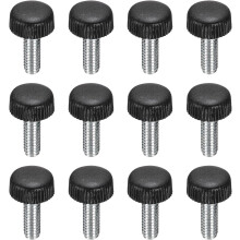 12Pcs Knurled Clamping Knobs, 1/4"-20 UNC 0.75" Threaded Stud Clamping Knobs Hand Tightening Thumb Screw Knob for Lawn Mower Umbrella Base Clamps Repl