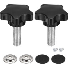 2Pcs Star Knobs, M10 x 30mm Plastic Knurled Thumb Screw Knobs 40mm Width Handle Replacement with Washer & Screw for Lawn Mower Umbrella Base Clamps Re