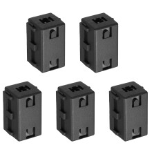 5 Pcs Ferrite Filter Ring Core RFI EMI Noise Suppression Cable Clip ID 6.5mm 0.26Inch Square Style for Electronic Devices, Industry, Black
