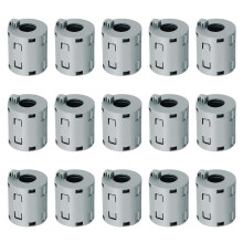 15 Pcs Ferrite Filter Ring Core RFI EMI Noise Suppression Cable Clip ID 13mm 0.51Inch with Ears for Electronic Devices, Industry, Grey