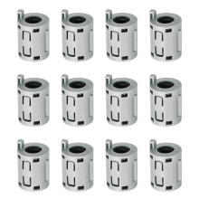 12 Pcs Ferrite Filter Ring Core RFI EMI Noise Suppression Cable Clip ID 7mm 0.28Inch with Ears for Electronic Devices, Industry, Grey