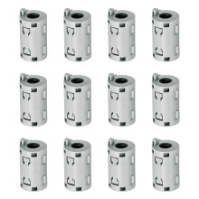 12 Pcs Ferrite Filter Ring Core RFI EMI Noise Suppression Cable Clip ID 9mm 0.35Inch with Ears for Electronic Devices, Industry, Grey