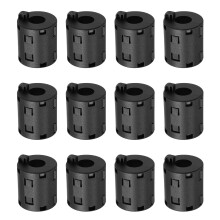 12 Pcs Ferrite Filter Ring Core RFI EMI Noise Suppression Cable Clip ID 13mm 0.51Inch with Ears for Electronic Devices, Industry, Black