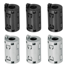 6 Pcs Ferrite Filter Ring Core RFI EMI Noise Suppression Cable Clip ID 9mm 0.35Inch with Ears for Electronic Devices, Industry, Black/Grey
