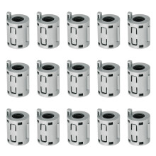 15 Pcs Ferrite Filter Ring Core RFI EMI Noise Suppression Cable Clip ID 7mm 0.28Inch with Ears for Electronic Devices, Industry, Grey