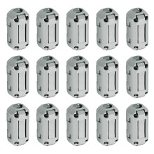 15 Pcs Ferrite Filter Ring Core RFI EMI Noise Suppression Cable Clip ID 7mm 0.28Inch Regular Styles for Electronic Devices, Industry, Grey