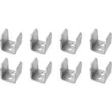 8 Pcs U Bracket for 0.55" Panels, 17 x 17 x 20mm Metal U Shaped Fasteners Brackets for Guardrail or Partitions Connection, Silver