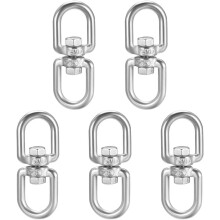 M6 Swivel Eye Double Ended Round Rotating Hoist Ring, 15/64 in Stainless Shackle Connector Bolts Eye to Eye 5 Pcs