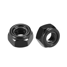 Hex Lock Nuts - M8 x 1.25mm Carbon Steel Nylon Insert Self-Locking Nuts for Fasteners, 20Pcs Black