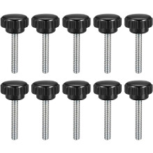 M5 x 35mm Metric Male Thread Knurled Clamping Knobs Grip Thumb Screw on Type Hand Clamping Handle Bolt with Plastic Knobs Black 10 Pcs