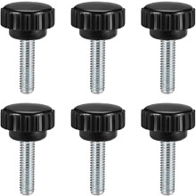 6pcs Knurled Clamping Knobs M6 x 20mm Metric Zinc Plated Carbon Steel Male Thread Thumb Screw on Type 21mm Plastic Round Head Threaded Hand Bolt Stud