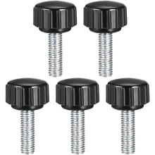 M5 x 20mm Metric Male Thread Knurled Clamping Knobs Grip Thumb Screw on Type Hand Clamping Handle Bolt with Plastic Knobs Black 5 Pcs