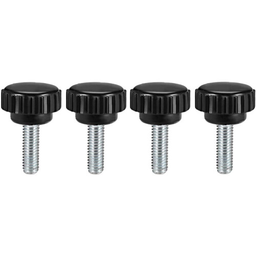 M6 x 15mm Metric Male Thread Knurled Clamping Knobs Grip Thumb Screw on Type Plastic Threaded Hand Bolt Knobs Black 4 Pcs