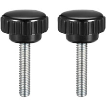 2pcs Knurled Clamping Knobs M5 x 25mm Metric Zinc Plated Carbon Steel Male Thread Thumb Screw on Type 21mm Plastic Round Head Threaded Hand Bolt Stud