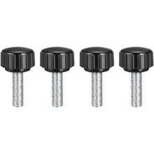 M5 x 20mm Metric Male Thread Knurled Clamping Knobs Grip Thumb Screw on Type Plastic Threaded Hand Bolt Knobs Black 4 Pcs