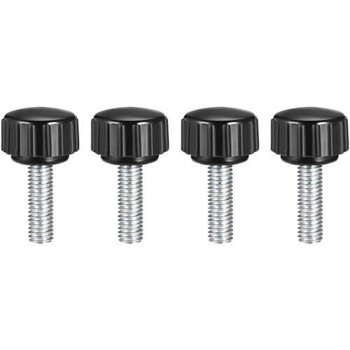 M5 x 20mm Metric Male Thread Knurled Clamping Knobs Grip Thumb Screw on Type Plastic Threaded Hand Bolt Knobs Black 4 Pcs