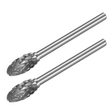 Tungsten Carbide Rotary Files 1/8" Shank, Double Cut Flame Shape Rotary Burrs Tool 6mm Dia, for Die Grinder Drill Bit Wood Soft Metal Carving Polishin