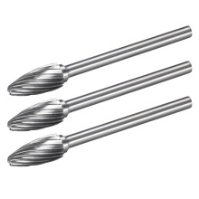 Tungsten Carbide Rotary Files 1/8" Shank, Single Cut Flame Rotary Burrs Tool 6mm Dia, for Die Grinder Drill Bit Alloy Steel Hard Metal Carving Polishi