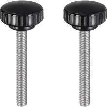 2pcs Knurled Clamping Knobs M8 x 70mm Metric 304 Stainless Steel Male Thread Thumb Screw on Type 30mm Plastic Round Head Threaded Hand Bolt Stud Knobs
