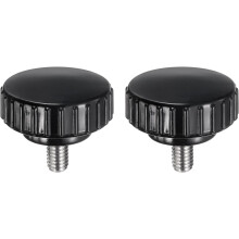 2pcs Knurled Clamping Knobs M6 x 10mm Metric 304 Stainless Steel Male Thread Thumb Screw on Type 30mm Plastic Round Head Threaded Hand Bolt Stud Knobs
