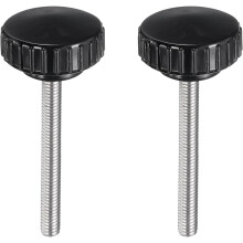 2pcs Knurled Clamping Knobs M6 x 60mm Metric 304 Stainless Steel Male Thread Thumb Screw on Type 30mm Plastic Round Head Threaded Hand Bolt Stud Knobs
