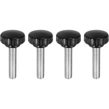 4pcs Knurled Clamping Knobs M10 x 45mm Metric Zinc Plated Carbon Steel Male Thread Thumb Screw on Type 30mm Plastic Round Head Threaded Hand Bolt Stud