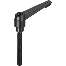 Adjustable Clamping Lever Handle M10 x 70mm Metric Black Oxide Carbon Steel Male Threaded Stud Hand Knobs Push Button Ratchet Rotating Screw Handles B