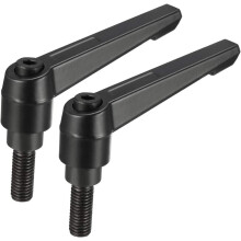 2pcs Adjustable Clamping Lever Handle M10 x 25mm Metric Black Oxide Carbon Steel Male Threaded Stud Hand Knobs Rotating Screw Handles Bolts with Locki