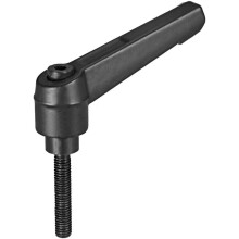 Adjustable Clamping Lever Handle M5 x 25mm Metric Black Oxide Carbon Steel Male Threaded Stud Hand Knobs Push Button Ratchet Rotating Screw Handles Bo