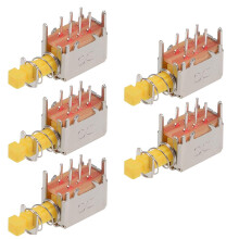 Push Button Switch DPDT 6 Pin 1 Position Self-Locking Yellow 5pcs