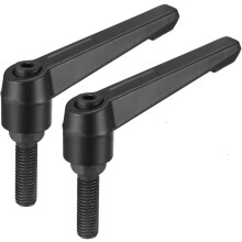 2pcs Adjustable Clamping Lever Handle M10 x 35mm Metric Black Oxide Carbon Steel Male Threaded Stud Hand Knobs Rotating Screw Handles Bolts with Locki