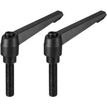 2pcs Adjustable Clamping Lever Handle M12 x 50mm Metric Black Oxide Carbon Steel Male Threaded Stud Hand Knobs Rotating Screw Handles Bolts with Locki