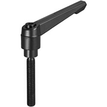 Adjustable Clamping Lever Handle M10 x 60mm Metric Black Oxide Carbon Steel Male Threaded Stud Hand Knobs Push Button Ratchet Rotating Screw Handles B