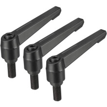 M10 x 20mm Handle Adjustable Clamping Lever Thread Push Button Ratchet Male Threaded Stud Knobs Locking Rotating Screw Handles Quick Release Bolt Blac
