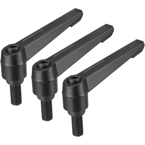 M10 x 20mm Handle Adjustable Clamping Lever Thread Push Button Ratchet Male Threaded Stud Knobs Locking Rotating Screw Handles Quick Release Bolt Blac
