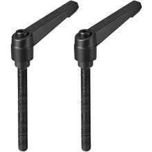 2pcs Adjustable Clamping Lever Handle M8 x 80mm Metric Black Oxide Carbon Steel Male Threaded Stud Hand Knobs Rotating Screw Handles Bolts with Lockin