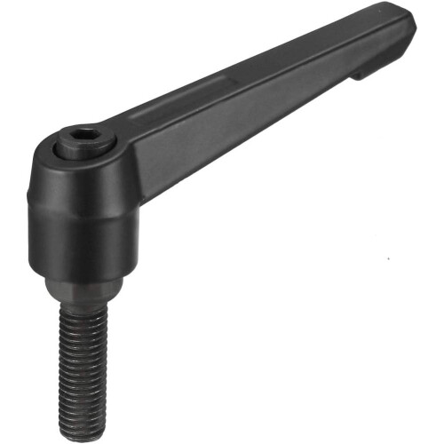 M10 x 35mm Handle Adjustable Clamping Lever Thread Push Button Ratchet Male Threaded Stud Knobs Locking Rotating Screw Handles Quick Release Bolt Blac