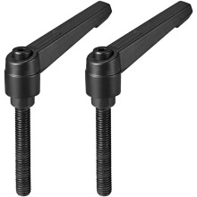 M8 x 60mm Handle Adjustable Clamping Lever Thread Push Button Ratchet Male Threaded Stud Knobs Locking Rotating Screw Handles Quick Release Bolt Black