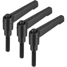 M6 x 25mm Handle Adjustable Clamping Lever Thread Push Button Ratchet Male Threaded Stud Knobs Locking Rotating Screw Handles Quick Release Bolt Black