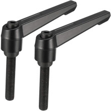 2pcs Adjustable Clamping Lever Handle M10 x 50mm Metric Black Oxide Carbon Steel Male Threaded Stud Hand Knobs Rotating Screw Handles Bolts with Locki