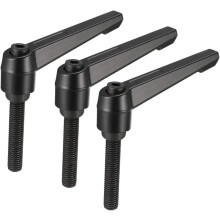 M10 x 50mm Handle Adjustable Clamping Lever Thread Push Button Ratchet Male Threaded Stud Knobs Locking Rotating Screw Handles Quick Release Bolt Blac
