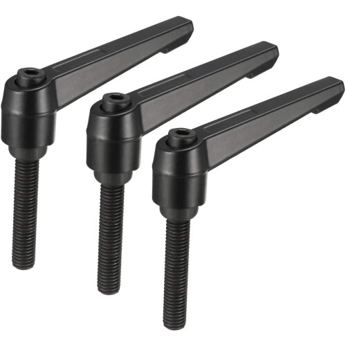 M10 x 50mm Handle Adjustable Clamping Lever Thread Push Button Ratchet Male Threaded Stud Knobs Locking Rotating Screw Handles Quick Release Bolt Blac