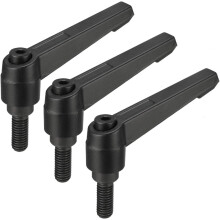 M8 x 20mm Handle Adjustable Clamping Lever Thread Push Button Ratchet Male Threaded Stud Knobs Locking Rotating Screw Handles Quick Release Bolt Black