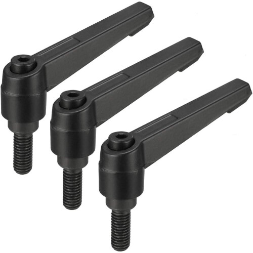 M8 x 20mm Handle Adjustable Clamping Lever Thread Push Button Ratchet Male Threaded Stud Knobs Locking Rotating Screw Handles Quick Release Bolt Black