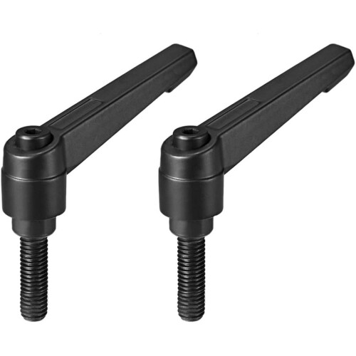 M8 x 25mm Handle Adjustable Clamping Lever Thread Push Button Ratchet Male Threaded Stud Knobs Locking Rotating Screw Handles Quick Release Bolt Black