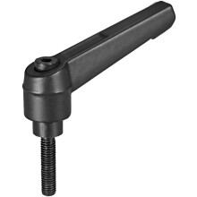 Adjustable Clamping Lever Handle M5 x 20mm Metric Black Oxide Carbon Steel Male Threaded Stud Hand Knobs Push Button Ratchet Rotating Screw Handles Bo