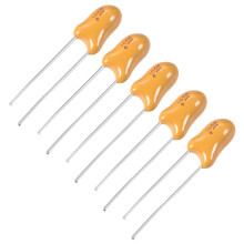 1uF Tantalum Capacitor, 25V 2 Pin Yellow Radial Electrolytic Capacitor Dipped Tantalum Bead Capacitors 5pcs