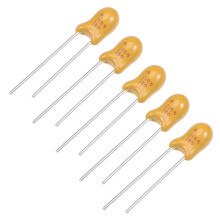 1uF Tantalum Capacitor, 50V 2 Pin Yellow Radial Electrolytic Capacitor Dipped Tantalum Bead Capacitors 5pcs